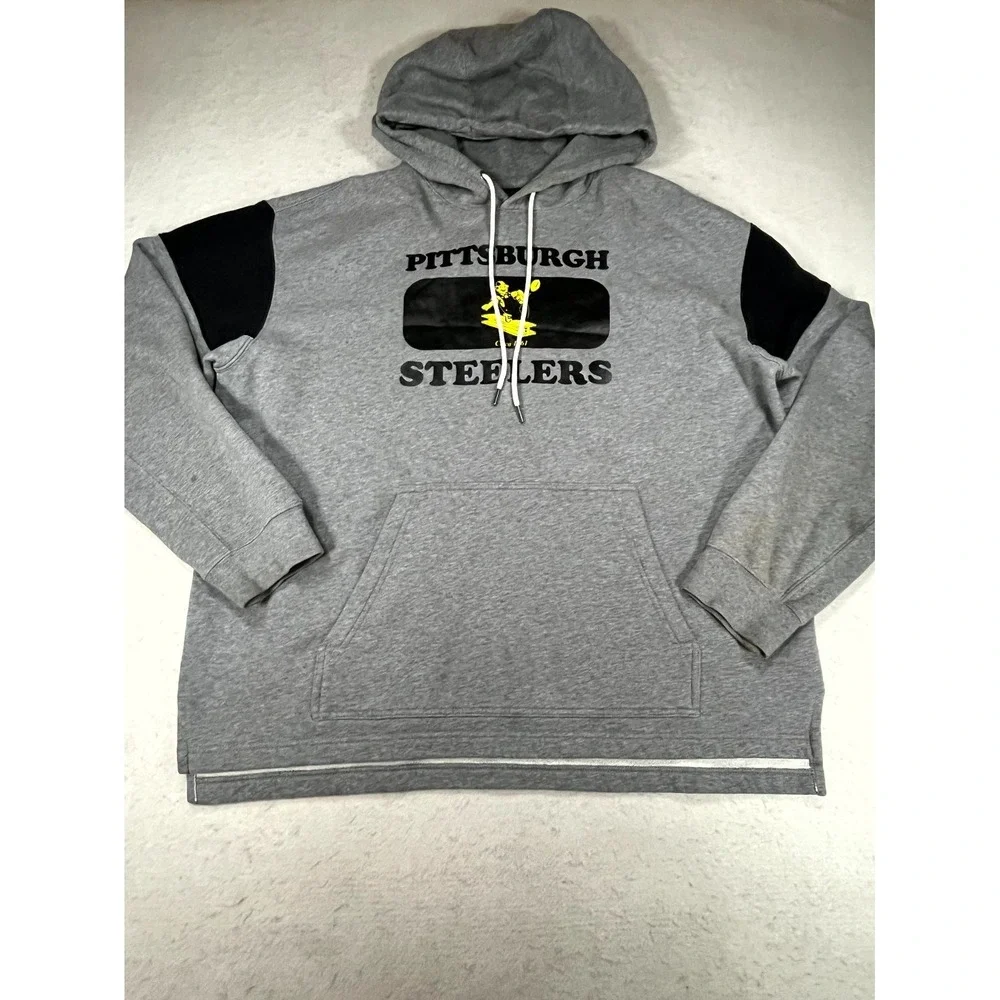 Pittsburgh Steelers Hoodie Mens Medium Heather Gray Nike NFL Fleece Sweatshirt
